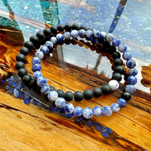 Load image into Gallery viewer, Sodalite &amp; Black Onyx Couples Bracelet 6mm Stretch Matching Set