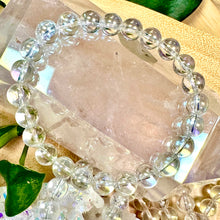 Load image into Gallery viewer, NEW! 🪽 Angel Aura Clear Quartz Light Worker Imprint Blockage Removal &amp; Alchemically Bond 8mm Stretch Bracelet