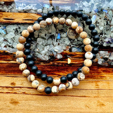 Load image into Gallery viewer, Picture Jasper &amp; Black Onyx Couples Bracelet 6mm Stretch Matching Set