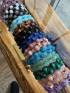 NEW! Rhodonite Emotional Stability, Forgiveness & Self Love Woven Inner Strength Collection Nylon Braided Adjustable 6mm Bead Bracelet