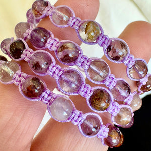NEW! Super Seven Psychic New Earth Frequency & Divine Purpose Woven Inner Strength Collection Nylon Braided Adjustable 6mm Bead Bracelet