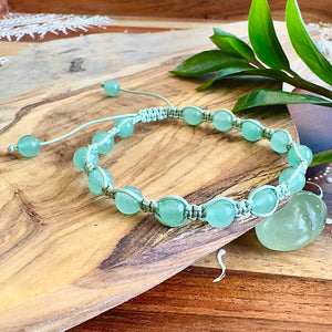 NEW! Green Aventurine Wealth, Abundance & Heart Health Woven Inner Strength Collection Nylon Braided Adjustable 6mm Bead Bracelet