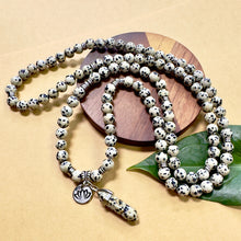 Load image into Gallery viewer, Dalmatian Jasper Nurturing &amp; Playful 108 Stretch Mala Necklace Bracelet