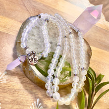 Load image into Gallery viewer, NEW! 🪽 Angel Aura Rose Quartz Love &amp; Light Worker Imprint Blockage Removal &amp; Alchemically Bond 108 Mala Necklace Bracelet