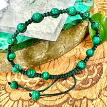 Load image into Gallery viewer, NEW! Malachite EMF Protection, Releasing Stagnant Energies &amp; Recharging Vitality Woven Inner Strength Collection Nylon Braided Adjustable 6mm Bead Bracelet