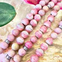 Load image into Gallery viewer, Ombre Collection The Sacral Chakra Joyful Self-Identity &amp; Creative Abundance Pink Opal Rose Quartz Rhodonite Rhodochrosite 108 Stretch Mala Necklace Bracelet