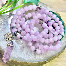 Load image into Gallery viewer, Kunzite AAA+ Emotional Freedom &amp; Self Love Elixir Premium Collection 108 Stretch Mala Necklace Bracelet