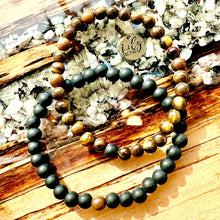 Load image into Gallery viewer, Tigers Eye &amp; Black Onyx Couples Bracelet 6mm Stretch Matching Set
