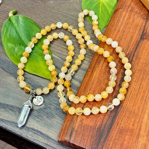 Update: 3 Left in stock & NEW! Grade A ✨ Golden Healer Unbreakable Force Gold Ray of Light Limited 108 Hand Knotted Mala with Point Charm Pendant Necklace