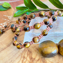 Load image into Gallery viewer, NEW! Tiger&#39;s Eye Abundance, Courage &amp; Transformation Woven Inner Strength Collection Nylon Braided Adjustable 6mm Bead Bracelet