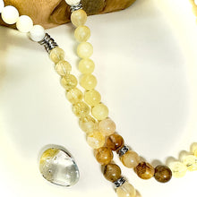Load image into Gallery viewer, Ombre Collection The Solar Plexus Chakra Purpose, Confidence &amp; Authentic Manifestation Mother of Pearl Citrine Honey Calcite Golden Healer 108 Stretch Mala Necklace Bracelet