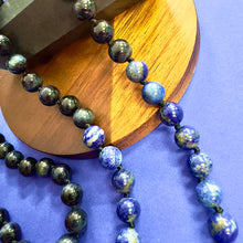 Load image into Gallery viewer, NEW!! Only 5! Maddox&#39;s Power of the Hawk Psychic Attack Protection &amp; Inner Child Magic Hawk Eye Lapis Lazuli Shungite 108 Hand Knotted Mala with Point Charm Pendant Necklace