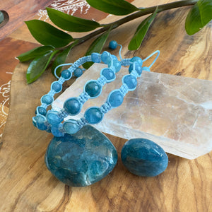 NEW! Blue Apatite Creative Communication, Self Expression & Digestive Support Woven Inner Strength Collection Nylon Braided Adjustable 6mm Bead Bracelet