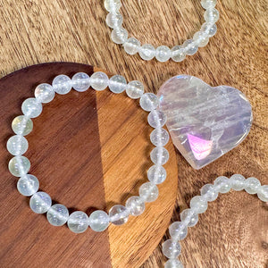 NEW! 🪽 Angel Aura Rose Quartz Love & Light Worker Imprint Blockage Removal & Alchemically Bond 8mm Stretch Bracelet