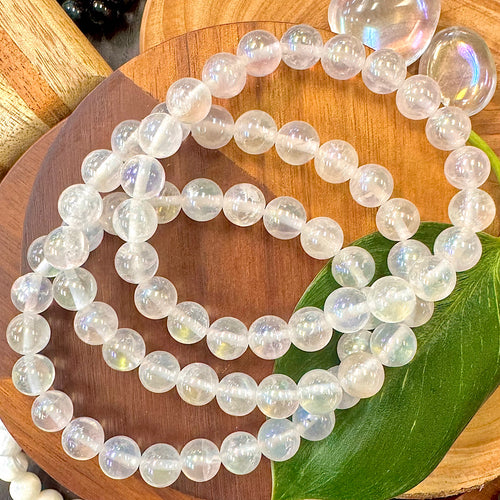 NEW! 🪽 Angel Aura Rose Quartz Love & Light Worker Imprint Blockage Removal & Alchemically Bond 8mm Stretch Bracelet