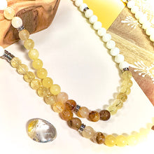 Load image into Gallery viewer, Ombre Collection The Solar Plexus Chakra Purpose, Confidence &amp; Authentic Manifestation Mother of Pearl Citrine Honey Calcite Golden Healer 108 Stretch Mala Necklace Bracelet