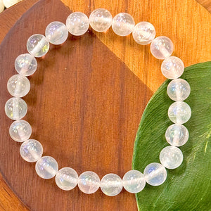 NEW! 🪽 Angel Aura Rose Quartz Love & Light Worker Imprint Blockage Removal & Alchemically Bond 8mm Stretch Bracelet