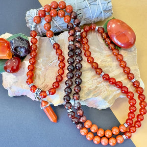Ombre Collection The Root Chakra Discernment in Duality, Resilience & Healing the Trauma Response 108 Stretch Mala Necklace Bracelet