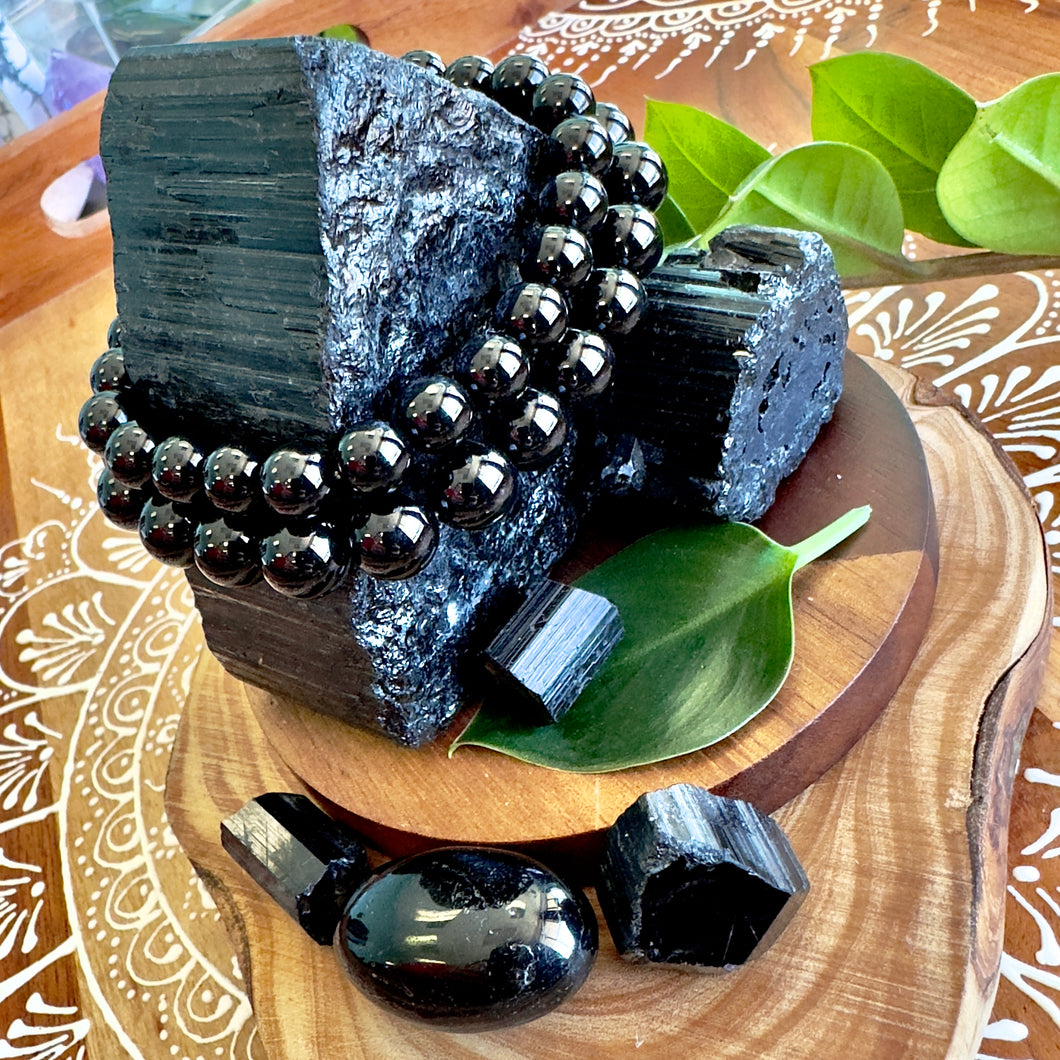 NEW 🔥 Black Schorl Tourmaline - The Ultimate Spiritual Grounding & EMF Purification Grade AAA 10mm Stretch Bracelet