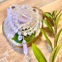 Load image into Gallery viewer, NEW! 🪽 Angel Aura Rose Quartz Love &amp; Light Worker Imprint Blockage Removal &amp; Alchemically Bond 108 Mala Necklace Bracelet