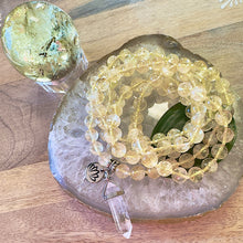 Load image into Gallery viewer, Extremely Limited! Brazilian Citrine Grade AAA+ Pure Positive Energy, Abundance &amp; Wealth 108 Hand Knotted Mala with Point Charm Pendant Necklace