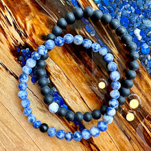 Load image into Gallery viewer, Sodalite &amp; Black Onyx Couples Bracelet 6mm Stretch Matching Set