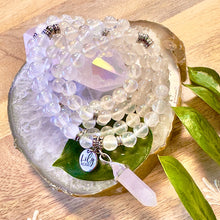 Load image into Gallery viewer, NEW! 🪽 Angel Aura Rose Quartz Love &amp; Light Worker Imprint Blockage Removal &amp; Alchemically Bond 108 Mala Necklace Bracelet