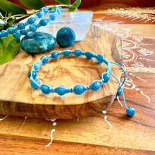 Load image into Gallery viewer, NEW! Blue Apatite Creative Communication, Self Expression &amp; Digestive Support Woven Inner Strength Collection Nylon Braided Adjustable 6mm Bead Bracelet
