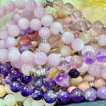 Load image into Gallery viewer, Ombre Collection The Crown Chakra Activation + Awakening of Divine Unity &amp; Cosmic Oneness Kunzite Super Seven Lepidolite Siberian Amethyst 108 Stretch Mala Necklace Bracelet