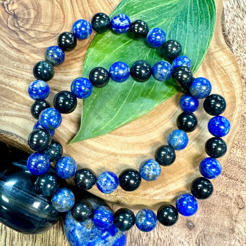 NEW! Limited Maddox's Power of the Hawk Psychic Attack Protection & Inner Child Magic Hawk Eye Lapis Lazuli Shungite 8mm Stretch Bracelet