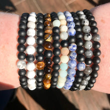 Load image into Gallery viewer, Labradorite Larvakite &amp; Black Onyx Couples Bracelet 6mm Stretch Matching Set