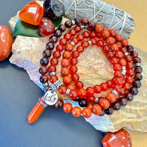 Ombre Collection The Root Chakra Discernment in Duality, Resilience & Healing the Trauma Response 108 Stretch Mala Necklace Bracelet