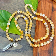 Load image into Gallery viewer, Update: 3 Left in stock &amp; NEW! Grade A ✨ Golden Healer Unbreakable Force Gold Ray of Light Limited 108 Hand Knotted Mala with Point Charm Pendant Necklace