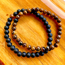 Load image into Gallery viewer, Tigers Eye &amp; Black Onyx Couples Bracelet 6mm Stretch Matching Set