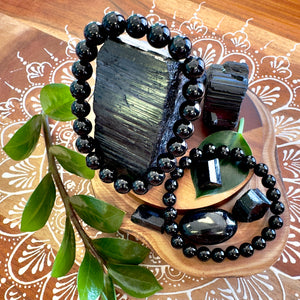 NEW 🔥 Black Schorl Tourmaline - Ultimate Spiritual Grounding & EMF Purification Grade AAA 8mm Stretch Bracelet