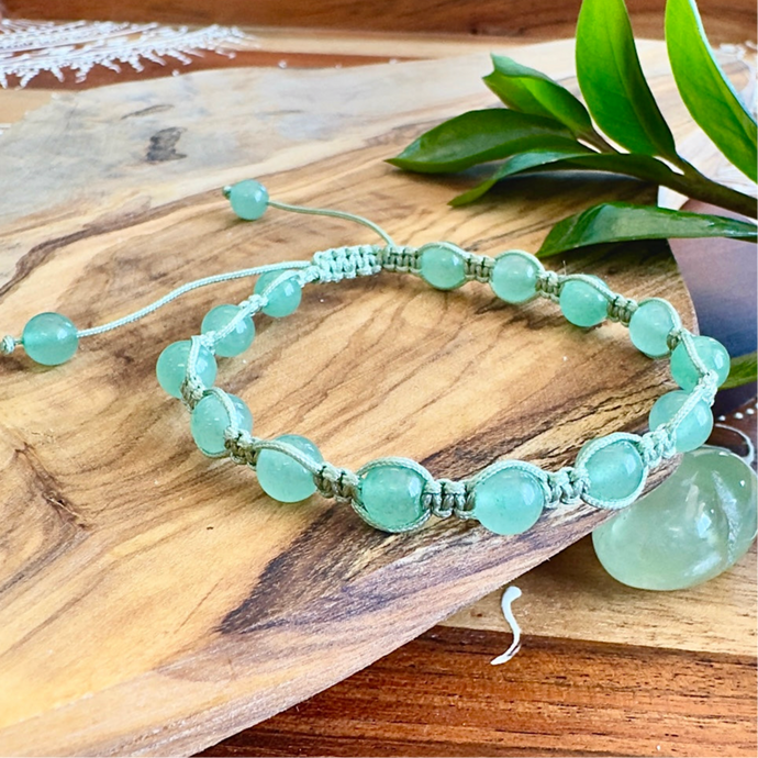 NEW! Green Aventurine Wealth, Abundance & Heart Health Woven Inner Strength Collection Nylon Braided Adjustable 6mm Bead Bracelet