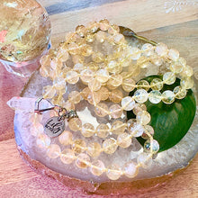 Load image into Gallery viewer, Extremely Limited! Brazilian Citrine Grade AAA+ Pure Positive Energy, Abundance &amp; Wealth 108 Hand Knotted Mala with Point Charm Pendant Necklace
