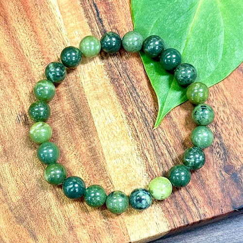 Nephrite Jade Radiate Happiness, Boost Metabolism & Immunity 8mm Stretch Bracelet