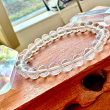 Load image into Gallery viewer, NEW! 🪽 Angel Aura Clear Quartz Light Worker Imprint Blockage Removal &amp; Alchemically Bond 8mm Stretch Bracelet
