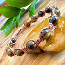 Load image into Gallery viewer, NEW! Tiger&#39;s Eye Abundance, Courage &amp; Transformation Woven Inner Strength Collection Nylon Braided Adjustable 6mm Bead Bracelet