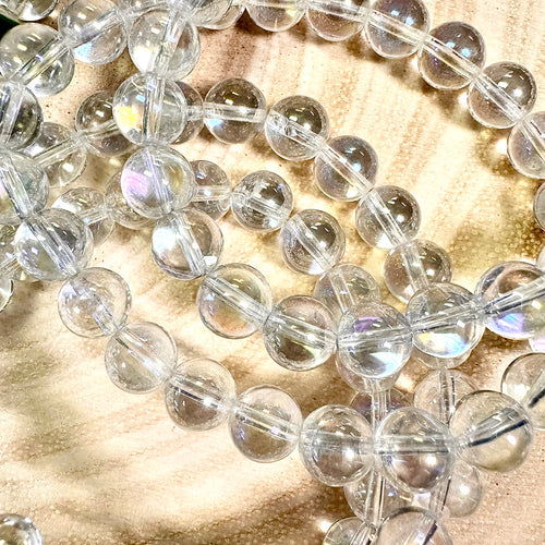 NEW! 🪽 Angel Aura Clear Quartz Light Worker Imprint Blockage Removal & Alchemically Bond 8mm Stretch Bracelet