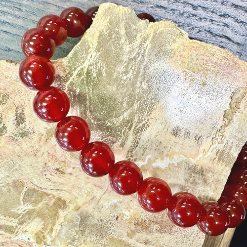 NEW Deep Red Grade AAA Carnelian Stability, Fiery Confidence & Spiritual Stimulation Root Chakra Healing 8mm Stretch Bracelet