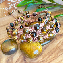 Load image into Gallery viewer, NEW! Tiger&#39;s Eye Abundance, Courage &amp; Transformation Woven Inner Strength Collection Nylon Braided Adjustable 6mm Bead Bracelet