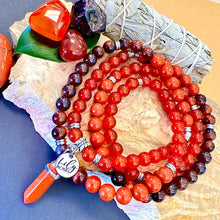 Load image into Gallery viewer, Ombre Collection The Root Chakra Discernment in Duality, Resilience &amp; Healing the Trauma Response 108 Stretch Mala Necklace Bracelet