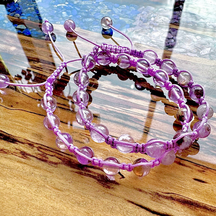 NEW! Super Seven Psychic New Earth Frequency & Divine Purpose Woven Inner Strength Collection Nylon Braided Adjustable 6mm Bead Bracelet