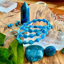 Load image into Gallery viewer, NEW! Blue Apatite Creative Communication, Self Expression &amp; Digestive Support Woven Inner Strength Collection Nylon Braided Adjustable 6mm Bead Bracelet