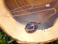 Load image into Gallery viewer, Tree of Life Oval Amethyst Wire Wrapped Large Pendant 30” Rose Gold Necklace