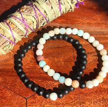 Load image into Gallery viewer, Amazonite &amp; Black Onyx Couples Bracelet 6mm Stretch Matching Set