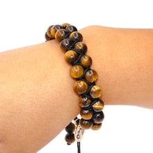 Load image into Gallery viewer, Fierce &amp; Fortunate Tigers Eye Double Adjustable Wrap 8mm Bead Bracelet