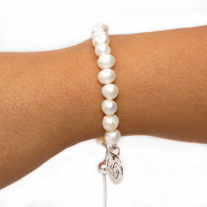 Inner Beauty Freshwater Pearl 925 Sterling Silver Adjustable Bracelet